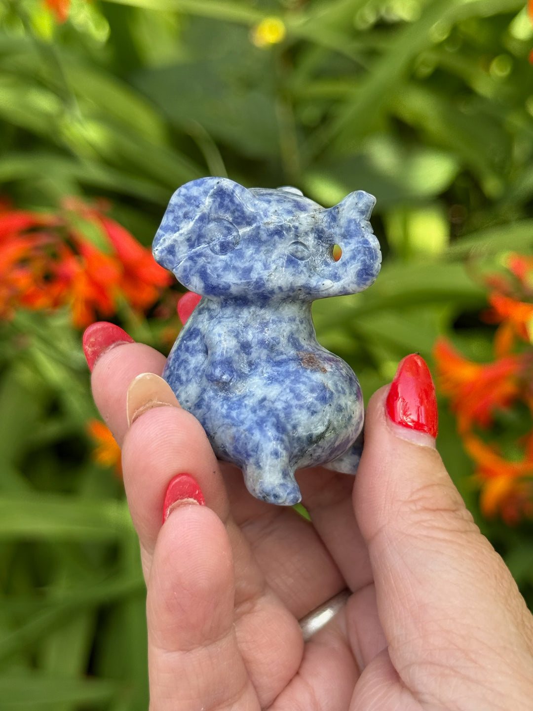 Blue Quartz Elephant Carving
