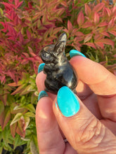 Load image into Gallery viewer, Silver Sheen Obsidian Rabbit Bunny Carving
