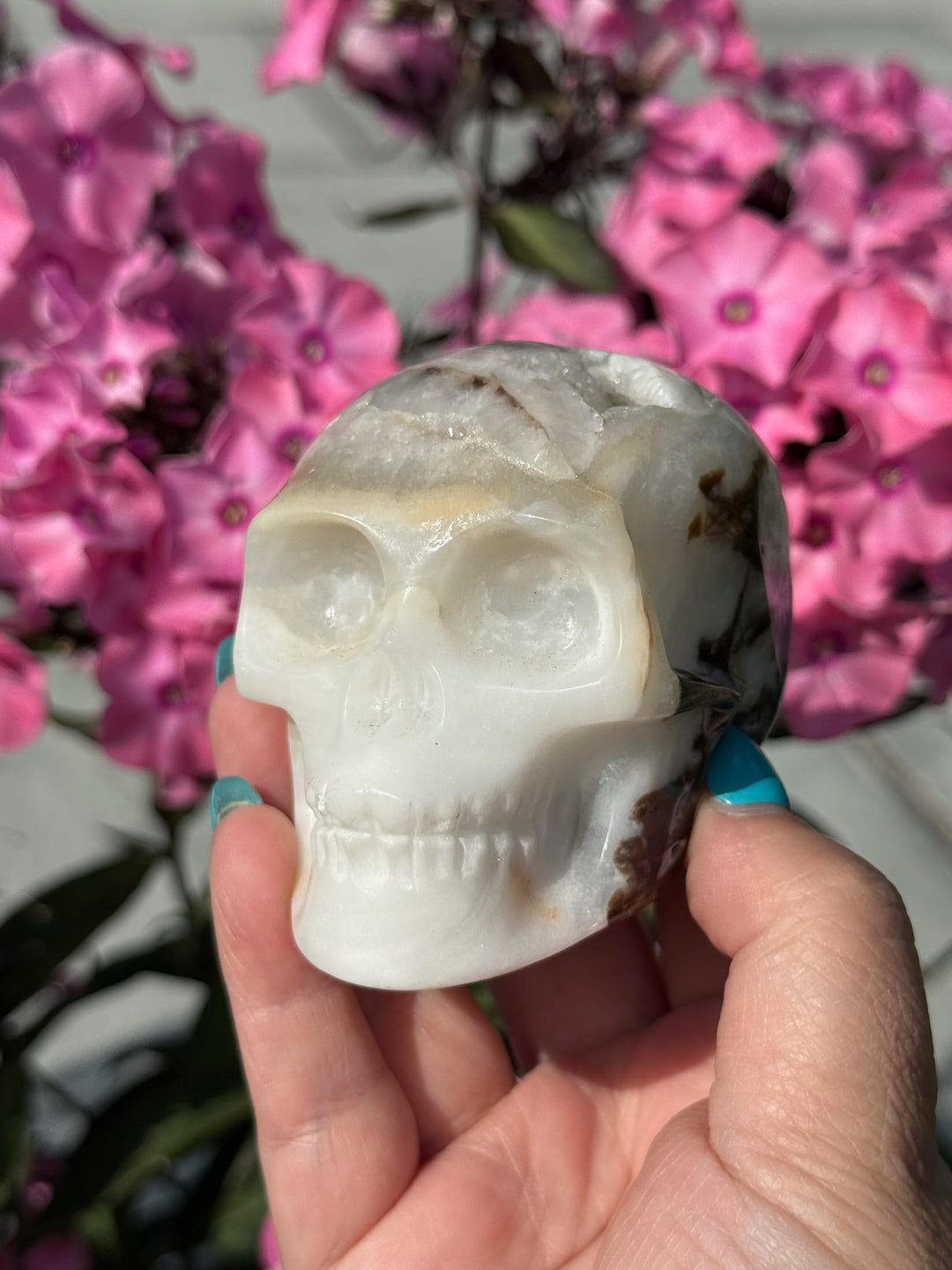 Druzy Quartz in Matrix Skull Carving