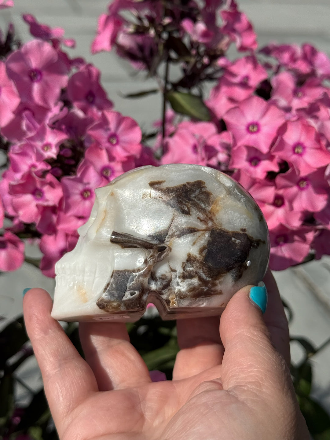 Druzy Quartz in Matrix Skull Carving