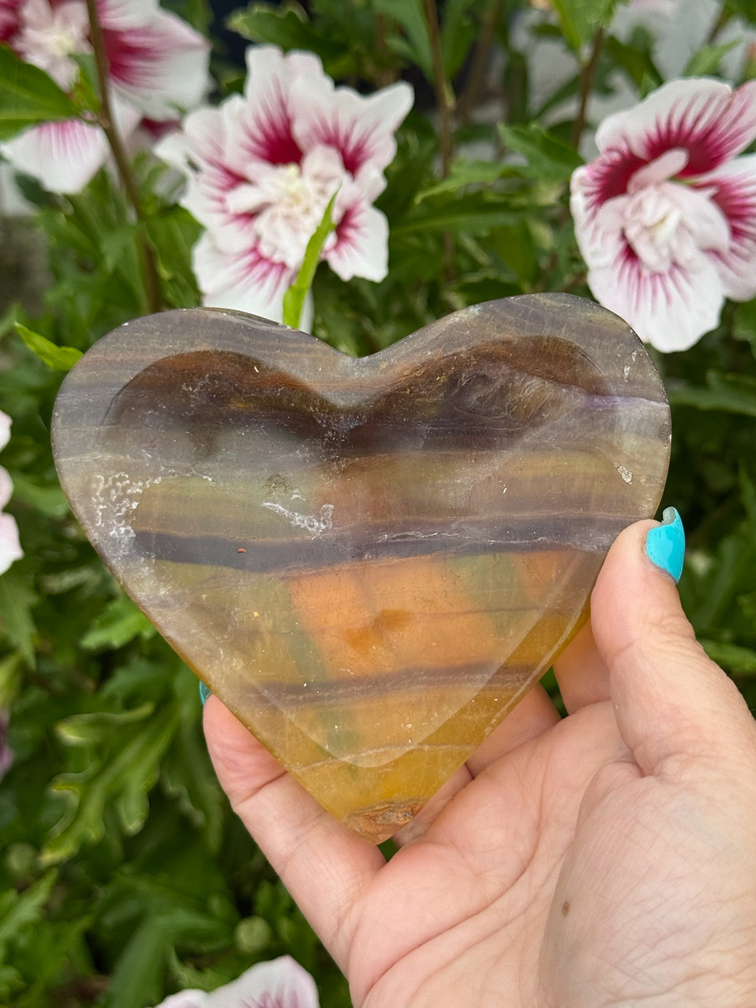 Banded Yellow Fluorite Heart Shaped Dish