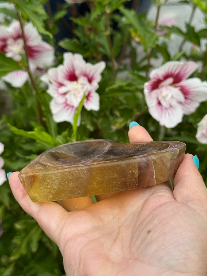 Banded Yellow Fluorite Heart Shaped Dish