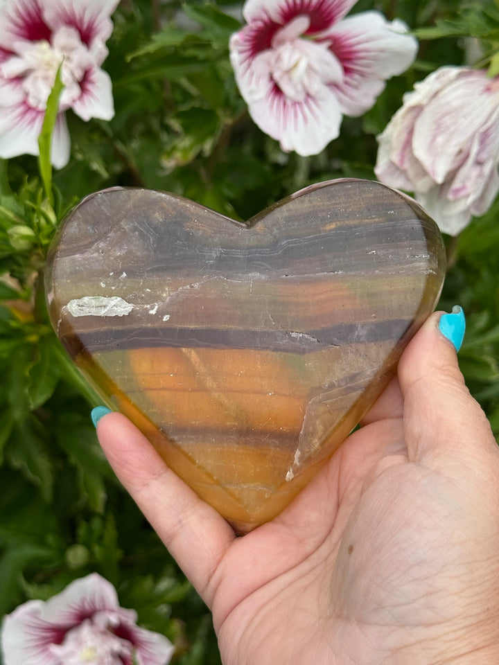 Banded Yellow Fluorite Heart Shaped Dish