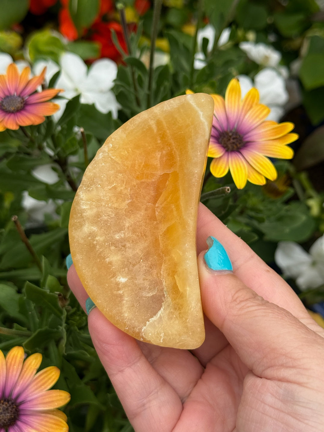 Orange Calcite Moon Shape Dish