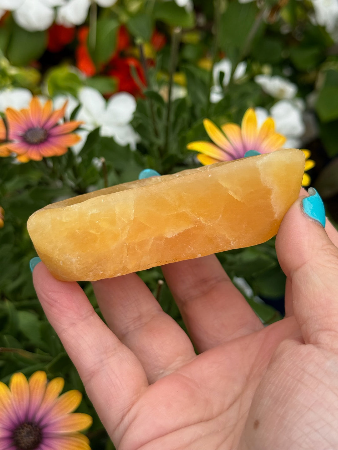 Orange Calcite Moon Shape Dish