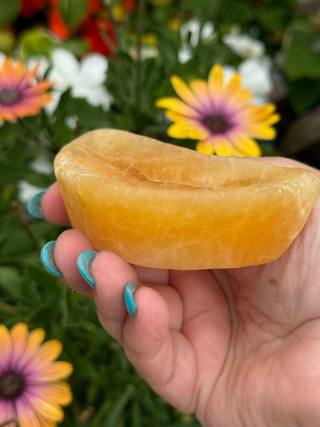 Orange Calcite Moon Shape Dish