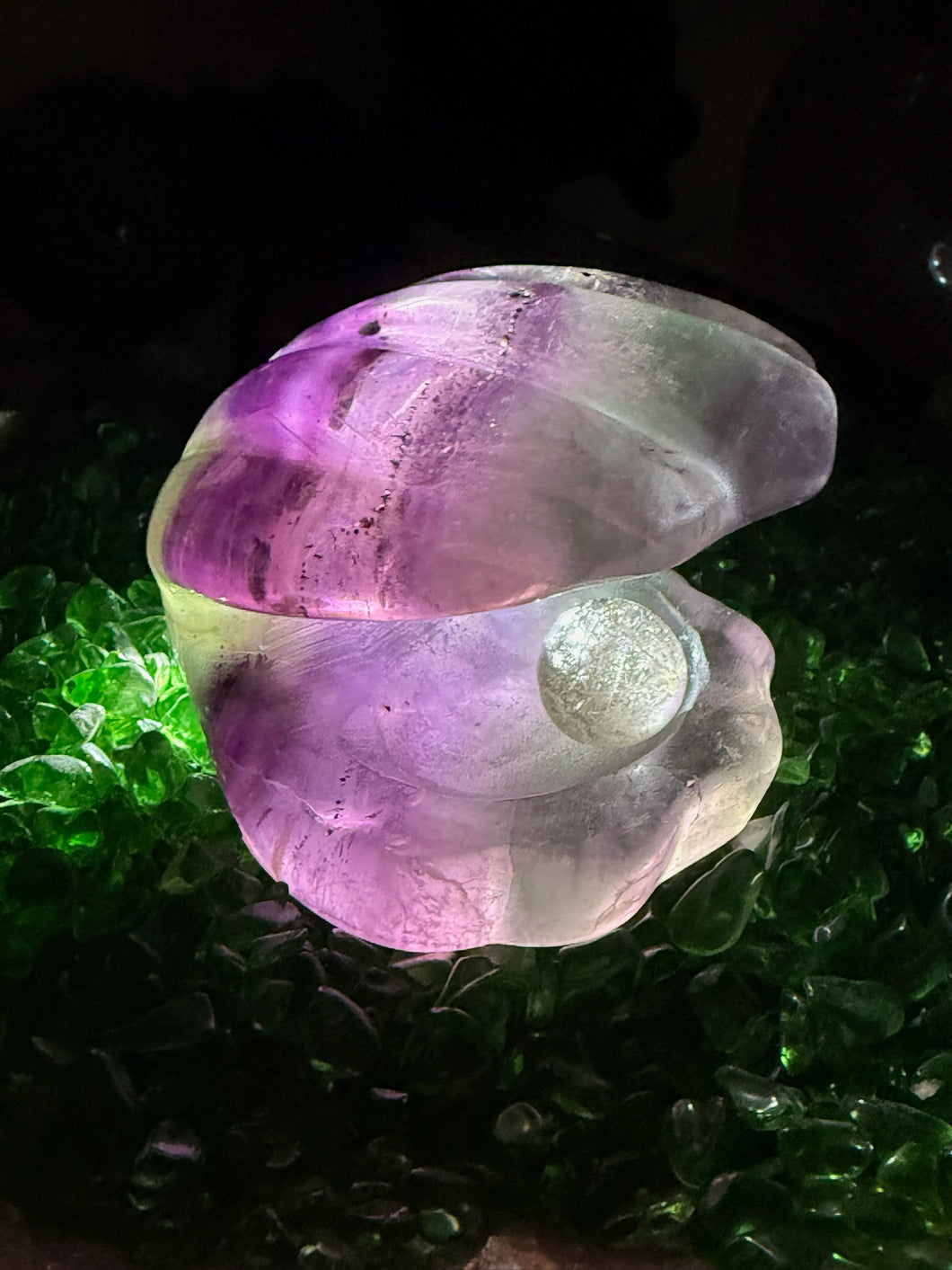 Banded Fluorite Clam Shell  Carving