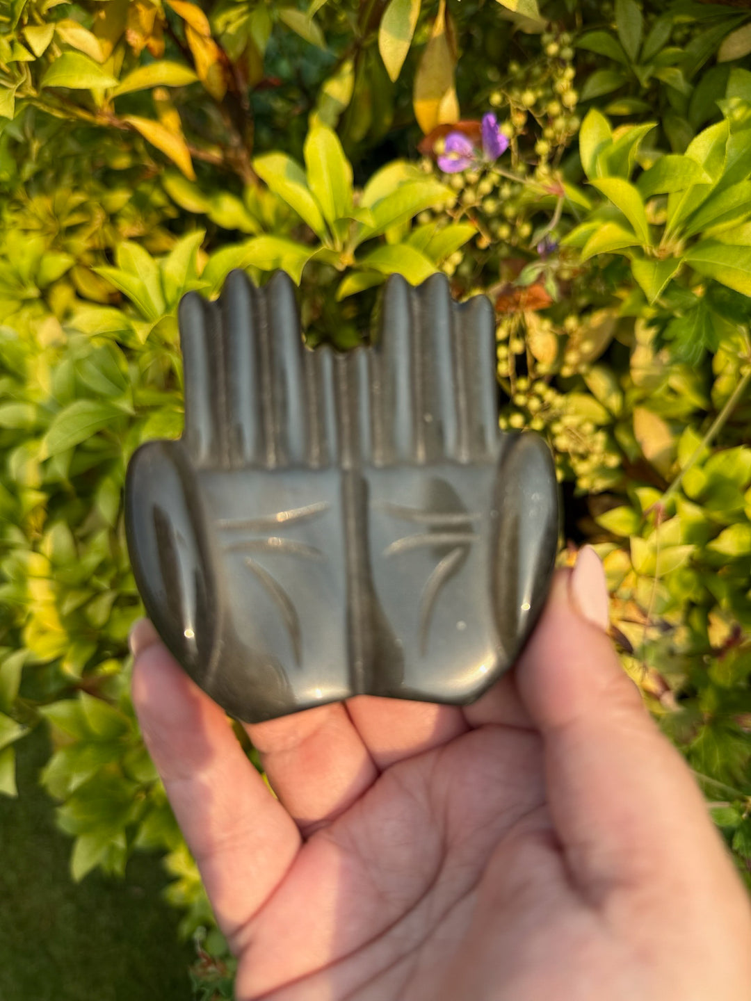 Gold Sheen Obsidian Hands Carving