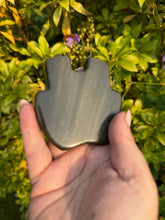 Load image into Gallery viewer, Gold Sheen Obsidian Hands Carving
