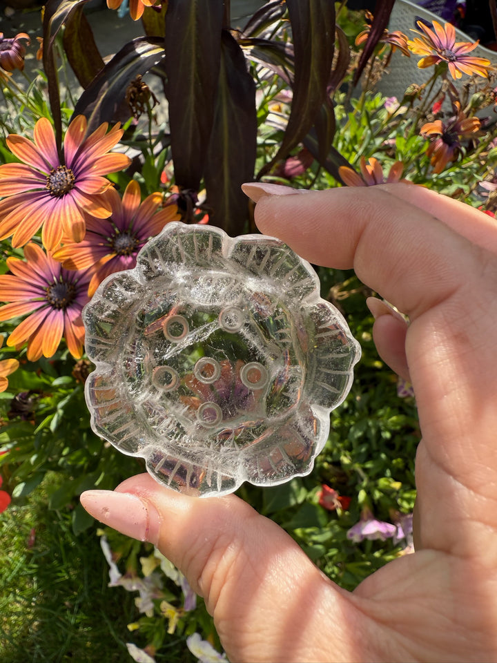 Clear Quartz Lotus Flower Carving