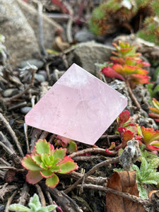 Rose Quartz Pyramid Carving Sacred Geometry