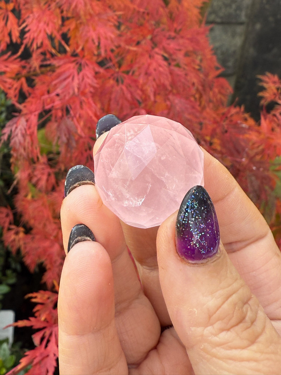 Faceted Rose Quartz Sphere Carving