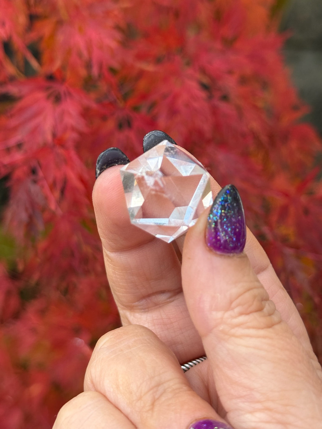 Faceted Clear Quartz Icosahedron Scared Geometry Carving