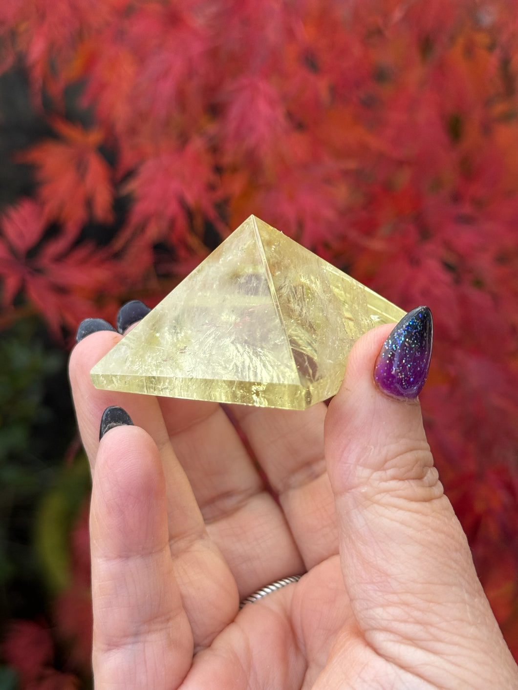 Citrine Pyramid Sacred Geometry Carving
