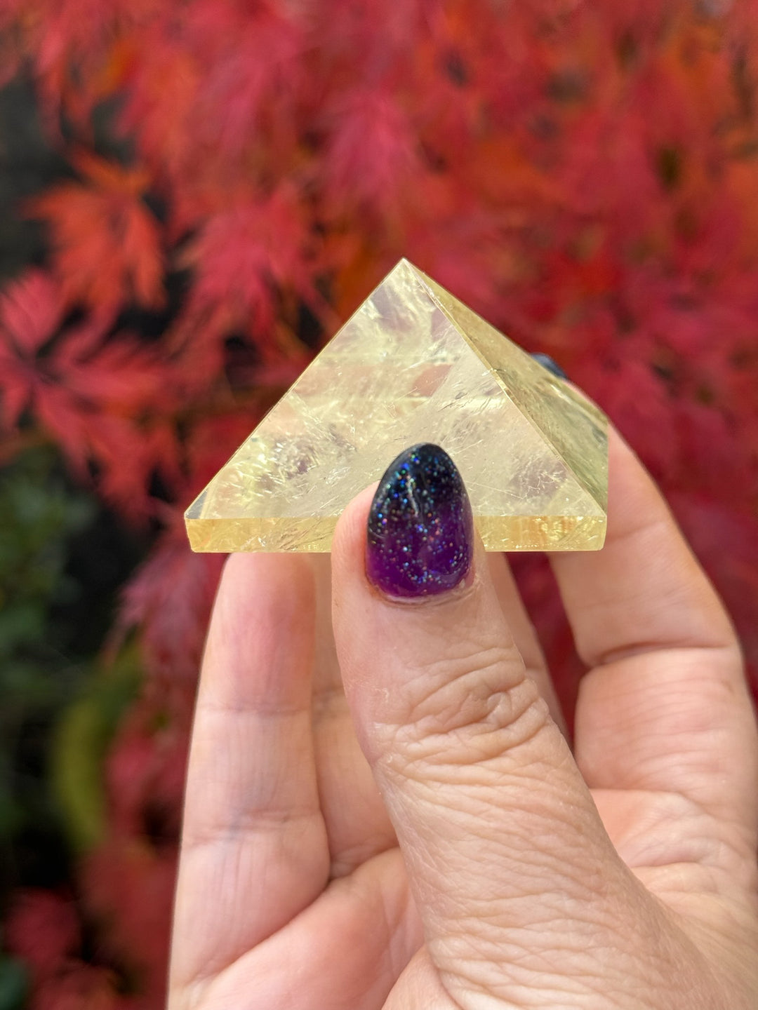Citrine Pyramid Sacred Geometry Carving