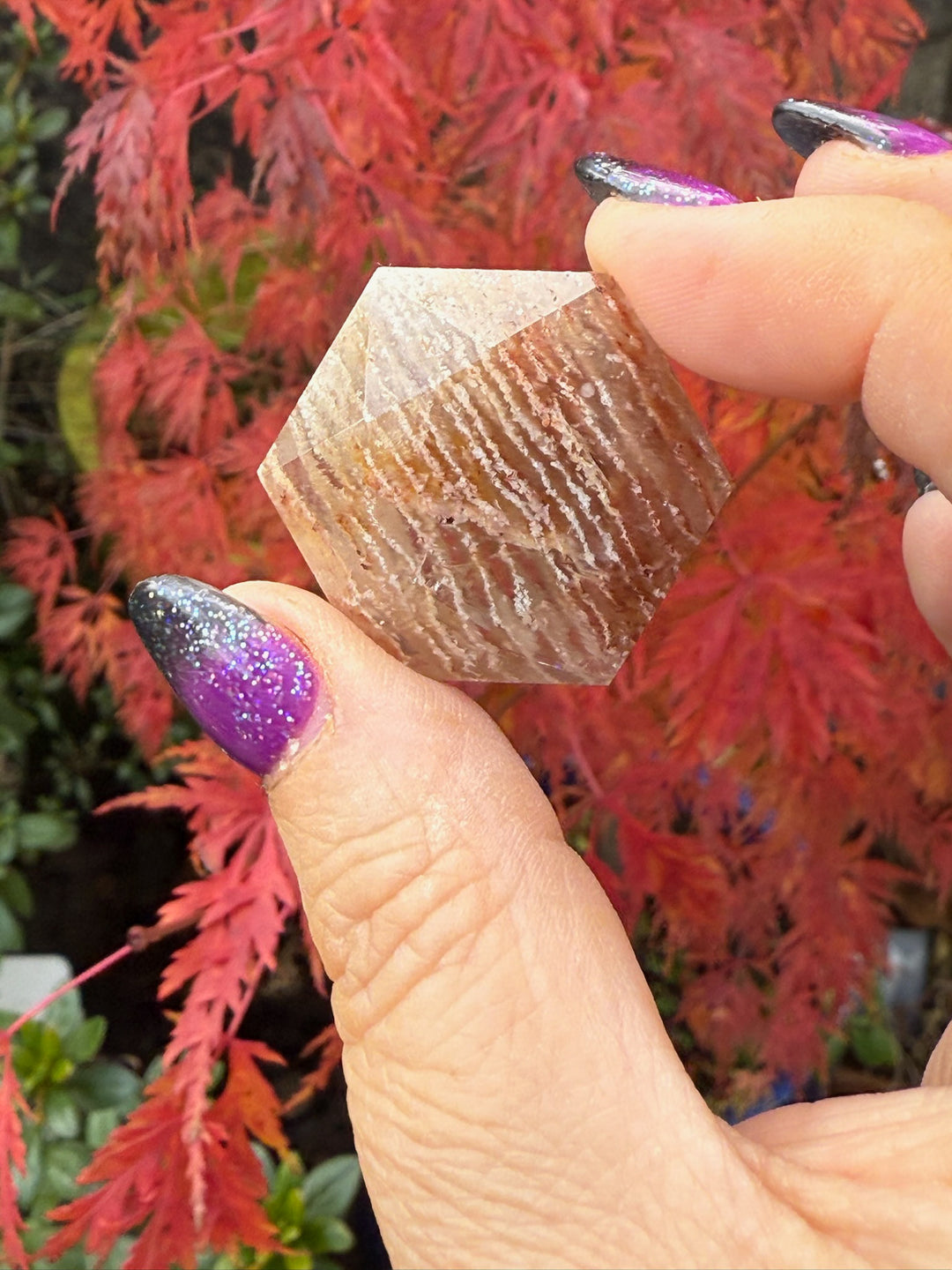 Thousand Layer Quartz Hexagon Sacred Geometry Carving