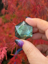 Load image into Gallery viewer, Labradorite Hexagon Sacred Geometry Carving
