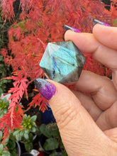 Load image into Gallery viewer, Labradorite Hexagon Sacred Geometry Carving
