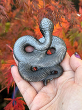 Load image into Gallery viewer, Silver Sheen Obsidian Snake Carving
