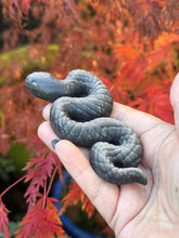 Load image into Gallery viewer, Silver Sheen Obsidian Snake Carving
