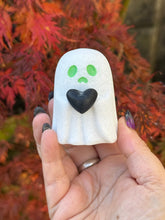 Load image into Gallery viewer, White Marble Ghost with Obsidian Heart Carving
