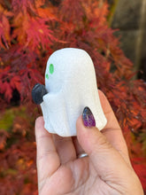 Load image into Gallery viewer, White Marble Ghost with Obsidian Heart Carving
