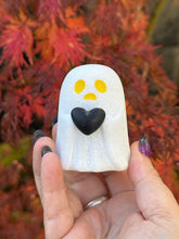 Load image into Gallery viewer, White Marble Ghost with Obsidian Heart Carving

