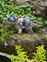 Load image into Gallery viewer, UV Reactive Volcano Agate Dinosaur Triceratops Carving a Statement Piece
