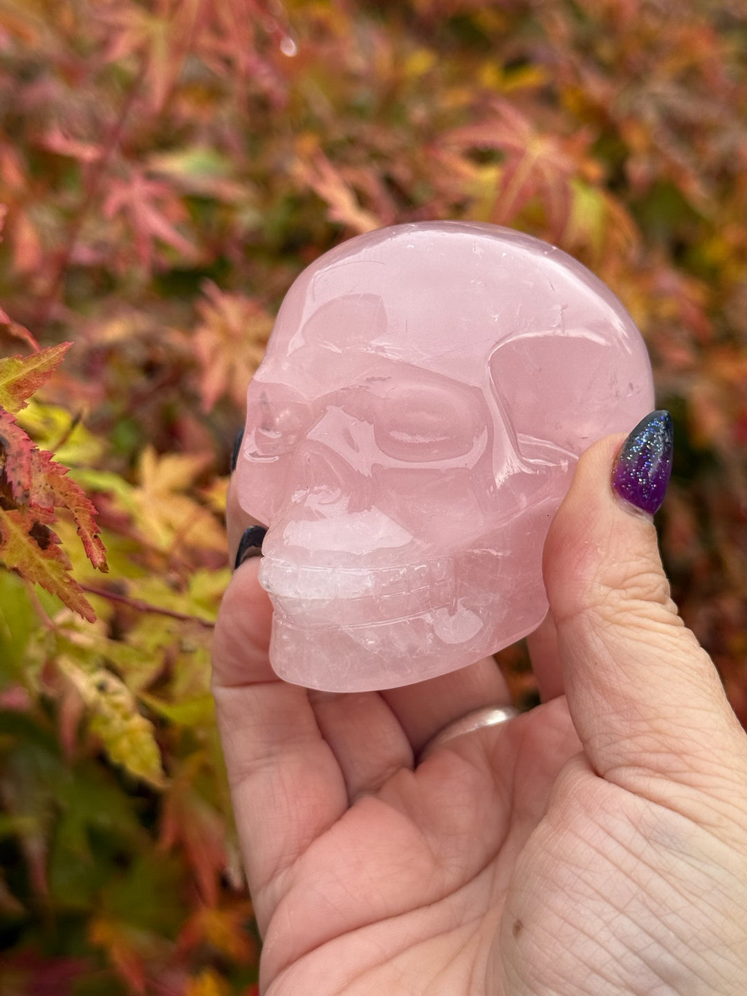 Rose Quartz Skull Carving