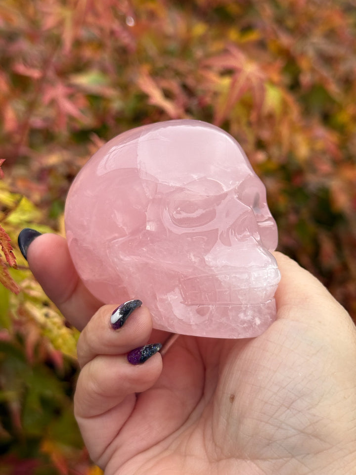 Rose Quartz Skull Carving