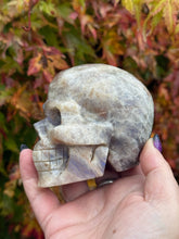 Load image into Gallery viewer, Moonstone and Sunstone Skull Carving
