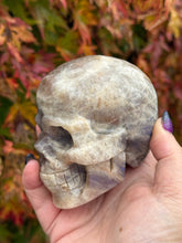Load image into Gallery viewer, Moonstone and Sunstone Skull Carving
