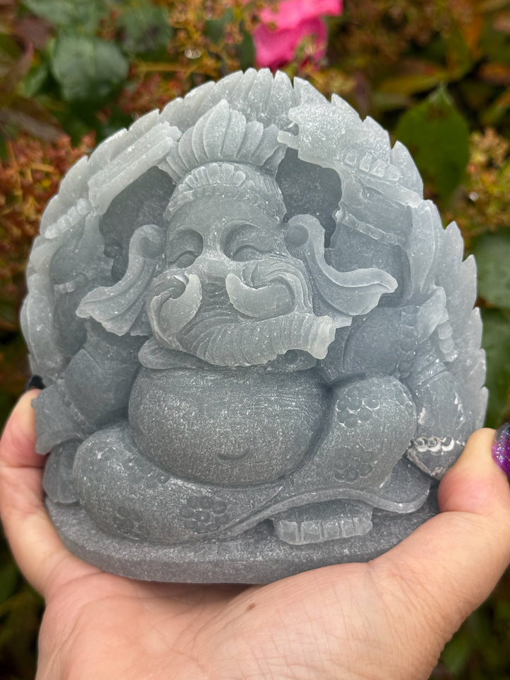 Sparkling Angelite Ganesh Carving