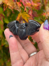 Load image into Gallery viewer, Silver Sheen Obsidian Bat Carving
