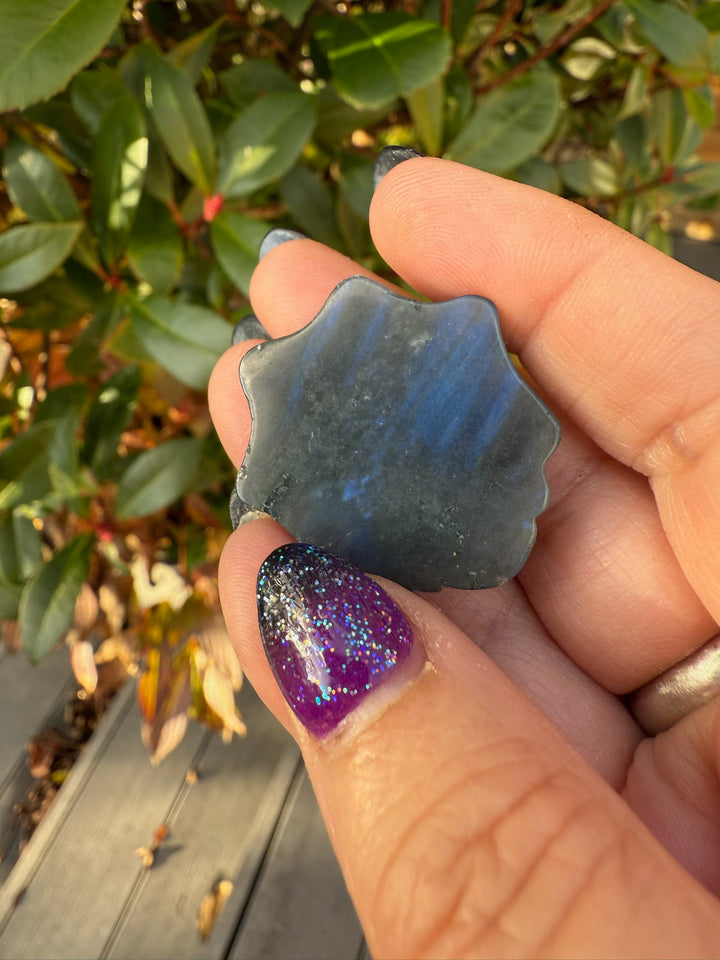 Blue Flash Labradorite Spider Carving