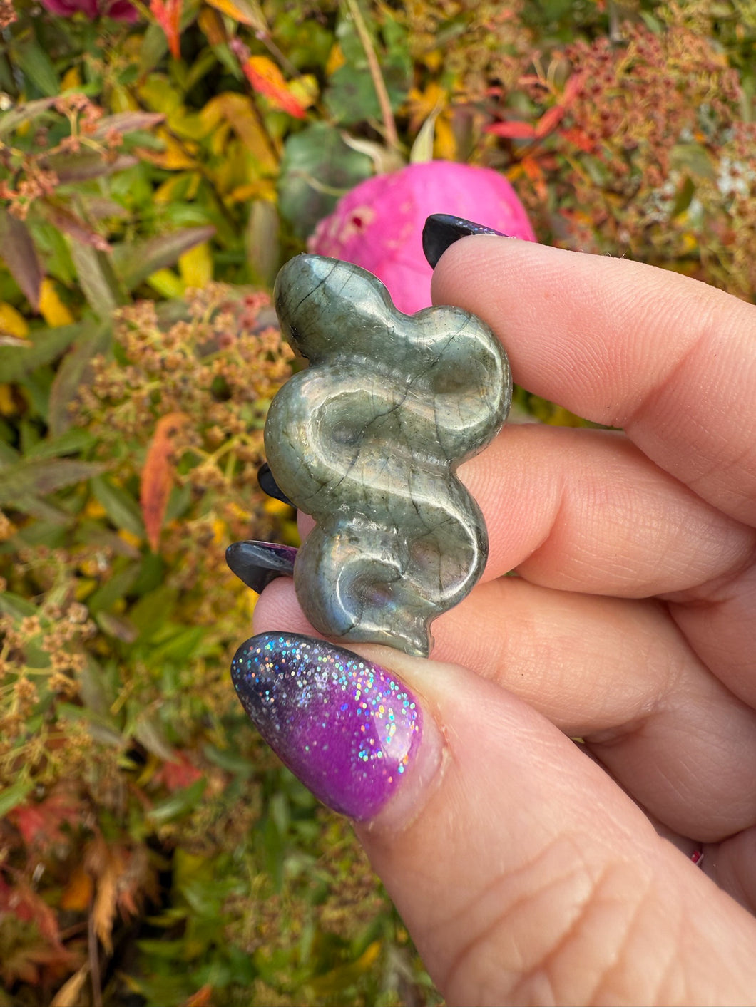 Gold Flash Labradorite Snake Carving