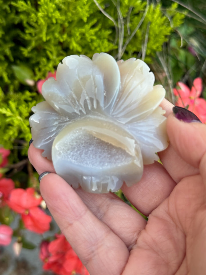 Druzy Agate Flower Carving