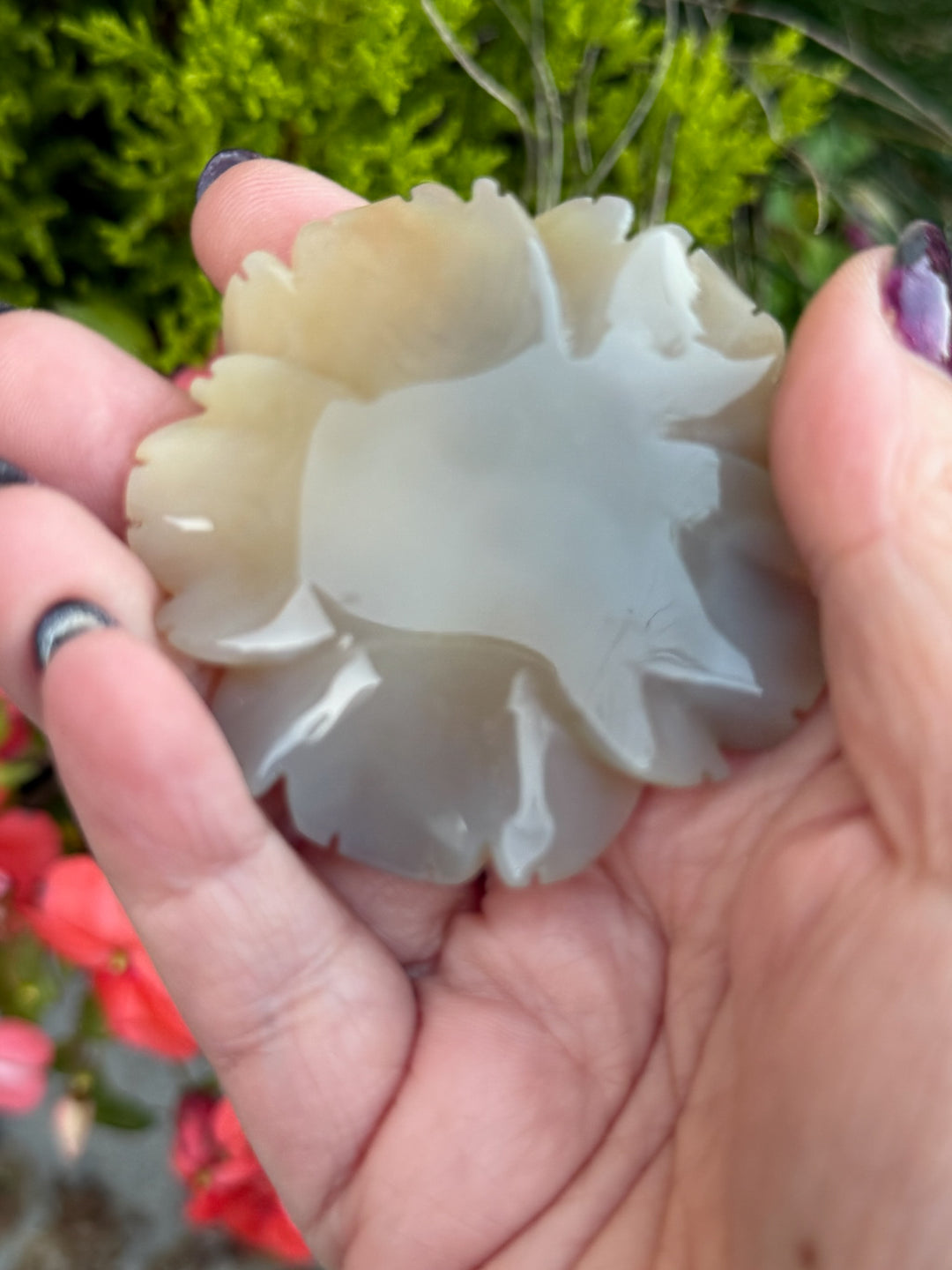 Druzy Agate Flower Carving
