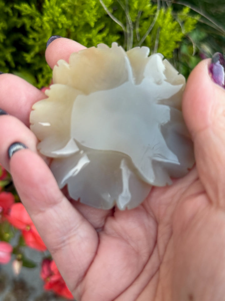 Druzy Agate Flower Carving