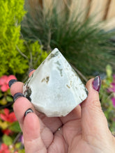 Load image into Gallery viewer, Moss Agate with Quartz Diamond Carving
