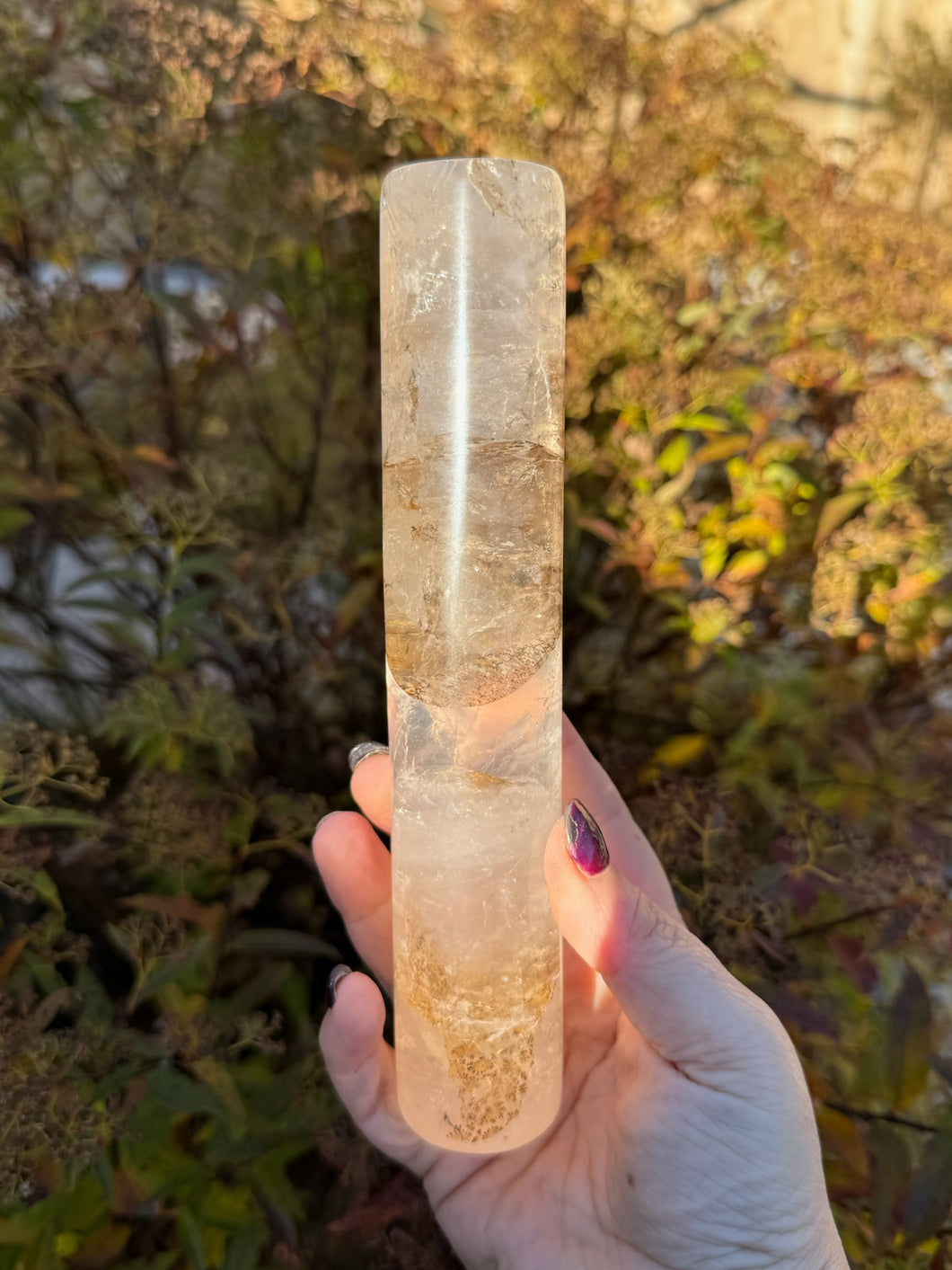 Dendritic Quartz Crystal Cylinder Carving or Wand