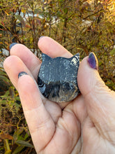 Load image into Gallery viewer, Fossilised Palm Root Kitty Cat Head Carving
