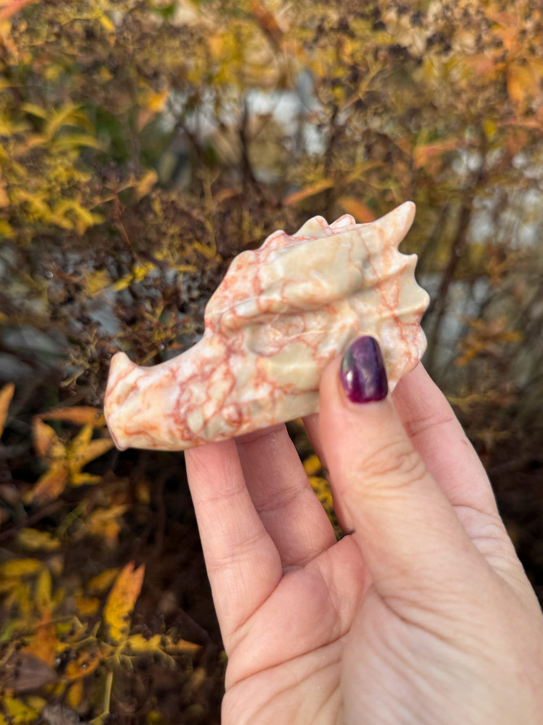 Red Vein Jasper Dragon Head Carving