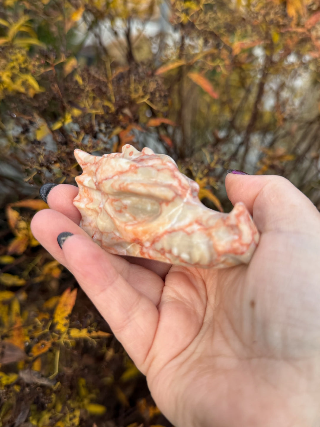 Red Vein Jasper Dragon Head Carving
