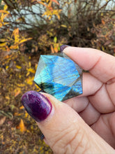 Load image into Gallery viewer, Labradorite Hexagon Sacred Geometry Carving
