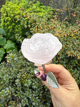 Load image into Gallery viewer, Rose Quartz Rose on Silver Coloured Stem
