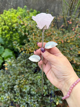 Load image into Gallery viewer, Rose Quartz Rose on Silver Coloured Stem

