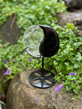 Load image into Gallery viewer, Yin Yang Quartz and Obsidian Carving with Stand
