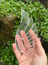 Load image into Gallery viewer, Clear Quartz Wings and Heart Carving on Stand

