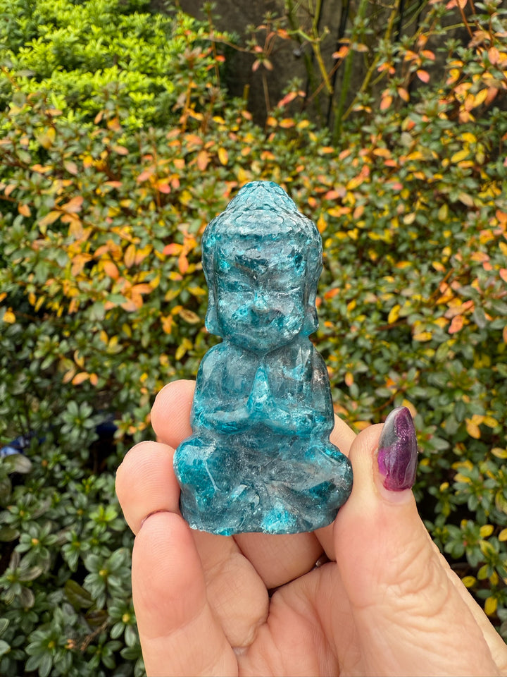 Gemmy Apatite Buddha Carving